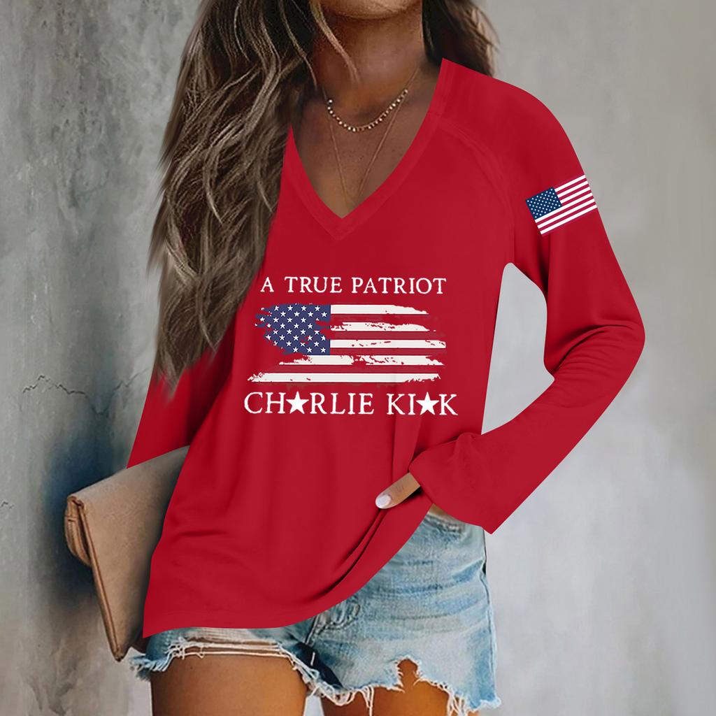 Women's Fashion Casual Long Sleeve Halloween Printed V-Neck Top