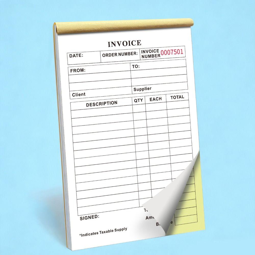 Signature Line Duplicate Invoice Book Tear-Off Commercial Invoice Pad Business
