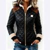 Women's Stand Collar Long Sleeve Quilted Jacket Regular Fit Fleece Trim Winter Puffer Coat
