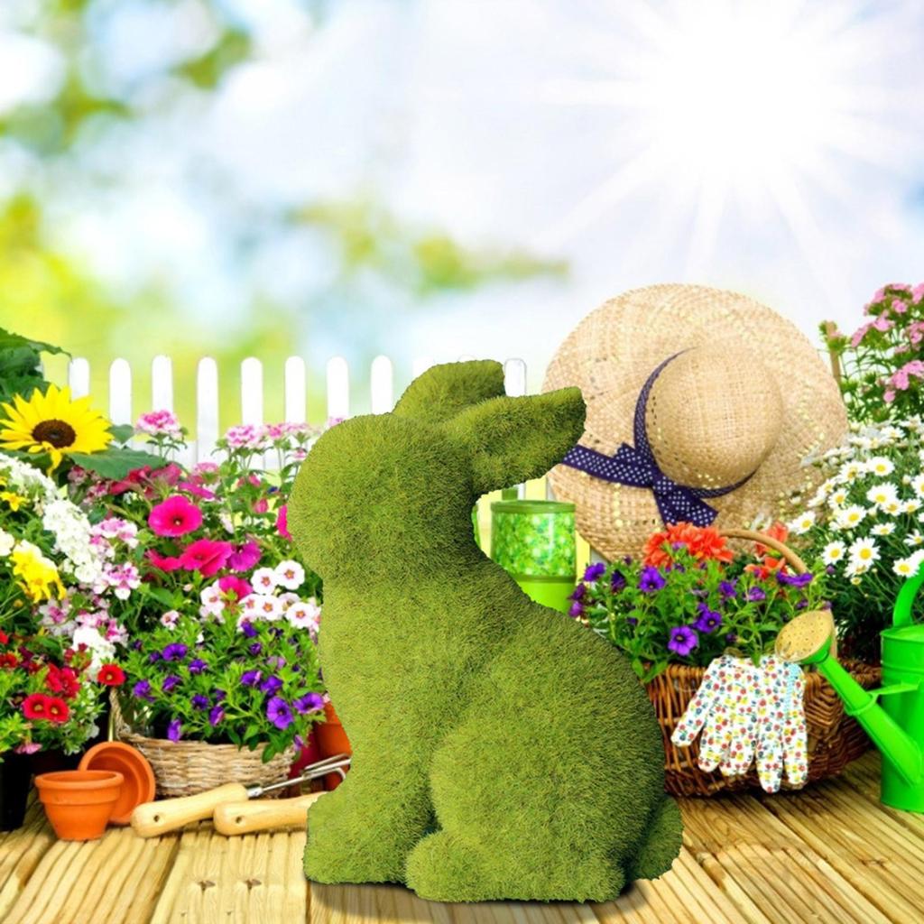 1 шт. Флокированный Пасхальный Декор Смола Садовая Статуэтка Кролика Пасхальное Садовое Украшение