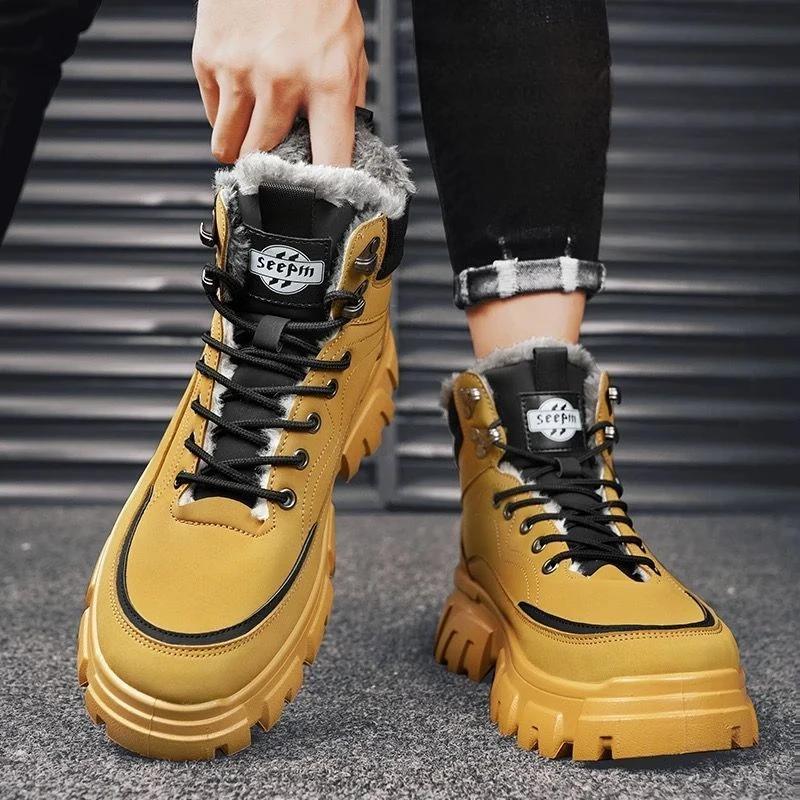 Модная мужская зимняя обувь, повседневная платформа, шнуровка, мужская зимняя обувь, флис, распродажа, новинка, для активного отдыха, для походов, удобная, модная, высокое качество