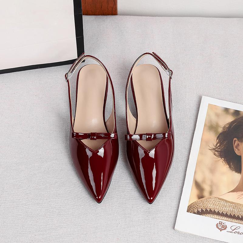 Низкие каблуки-киттенхилс для женщин Туфли-лодочки с ремешком на пятке Элегантные Туфли с закрытым носком и ремешком на щиколотке Свадебные Туфли Женские Летние Удобные Слипоны на Низком Каблуке