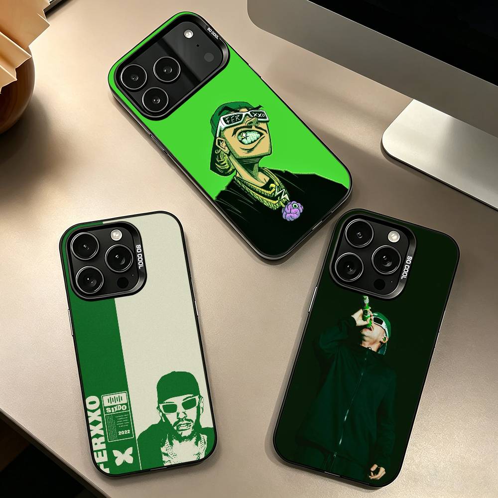 Чехол для телефона singer Feid Ferxxo SlXDO для iPhone 17,16,15,14,13,12,11 Plus,Pro Max,XS, Цветной Серебряный Покрытый Внутренний Чехол