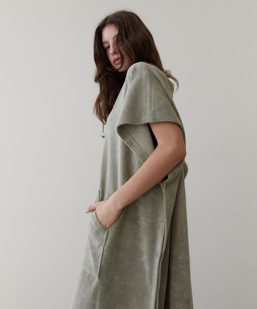 REVOIRSIS Rvis Terry Twoway Poncho Khaki