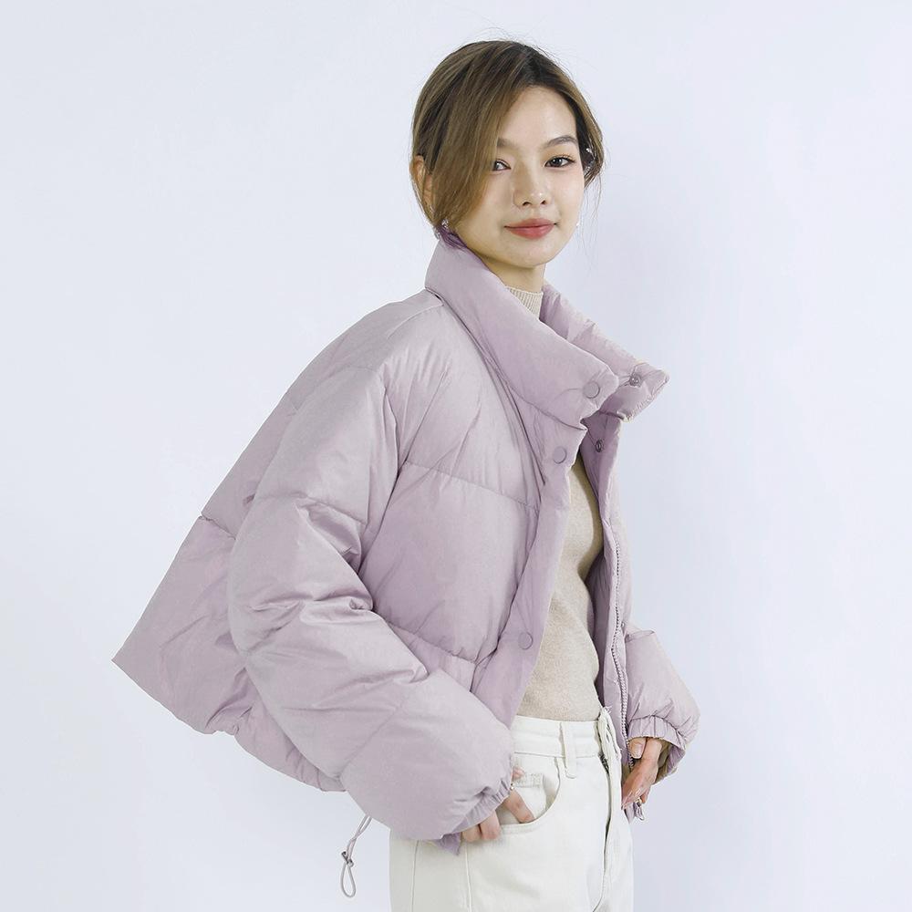 Зимнее женское пальто, однотонное, простое, утолщенное, с коротким воротником-стойкой, куртка из утиного пуха