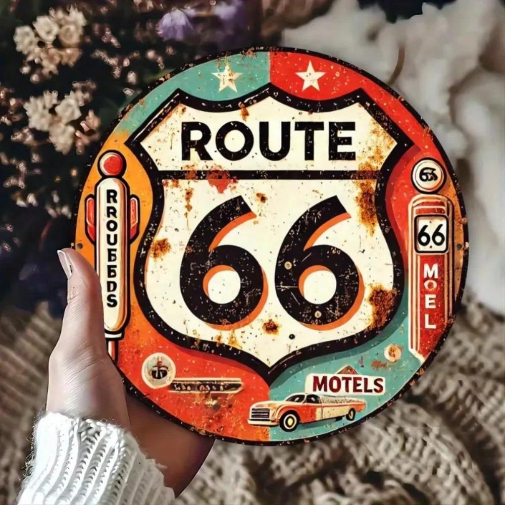 Винтажная металлическая табличка Route 66, Настенный декор для гостиной