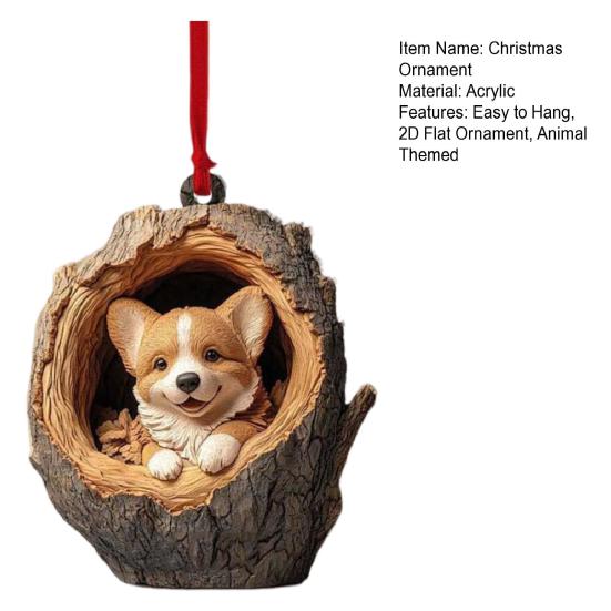 Рождественское украшение в виде животного 2D, плоский акриловый кулон в виде лесного животного, подвесная елка