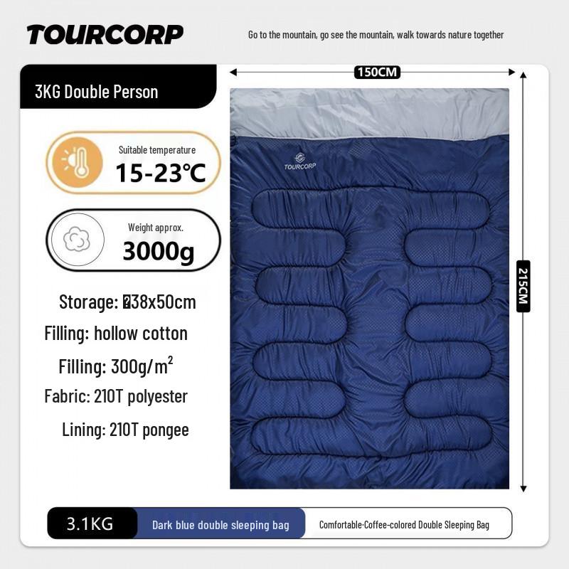 Double Adult Sleeping Bag: Portable, Thick Warm Quilt for Outdoor Camping, Autumn/Winter Use, Dual-Use Cold Protection