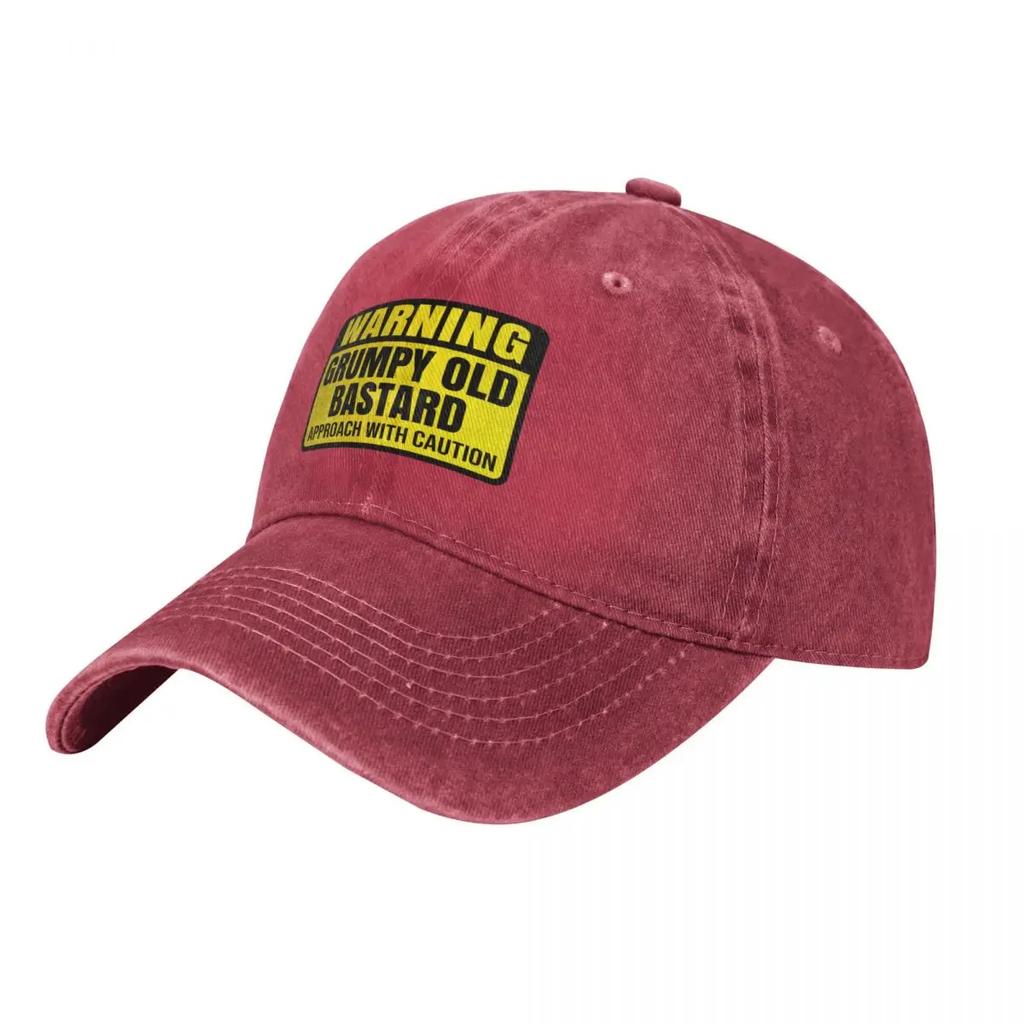 Warning Sign Grumpy Old Bastard Approach With Caution Funny Unisex Grandpa Baseball Cap fishing hat Luxury Cap Hats Unisex Womens