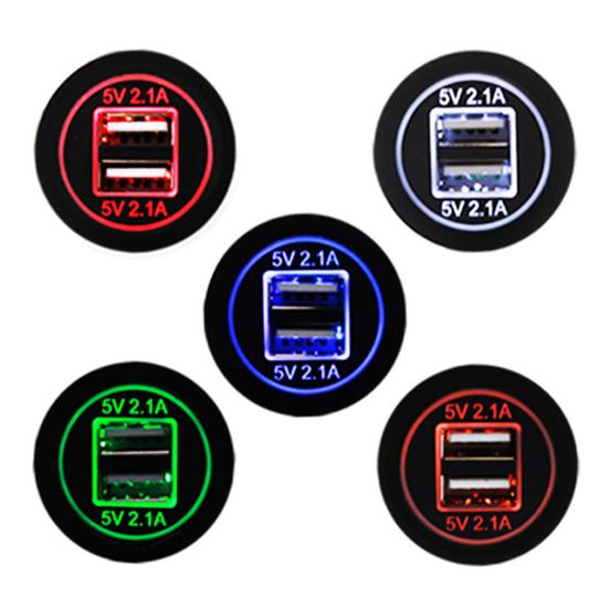 5V 2.1A Двойные USB-порты Светодиодный дисплей Автомобильное зарядное устройство для мотоцикла Телефон Адаптер