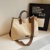Women's Large Capacity Canvas Shoulder Bag Crossbody Pendulum Bags Basic Style Stitching Line