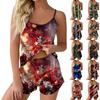 Women's Fashion Christmas Print Set Sleeveless Top Shorts With Pajamas