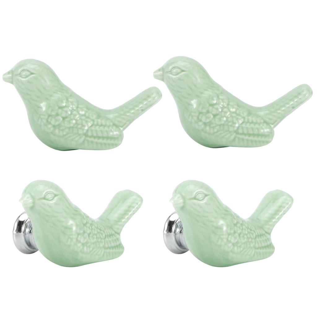 4 комплекта керамических ручек в форме птицы, сделай сам, дверные ручки для ящиков шкафов, мебельные аксессуары, зеленый