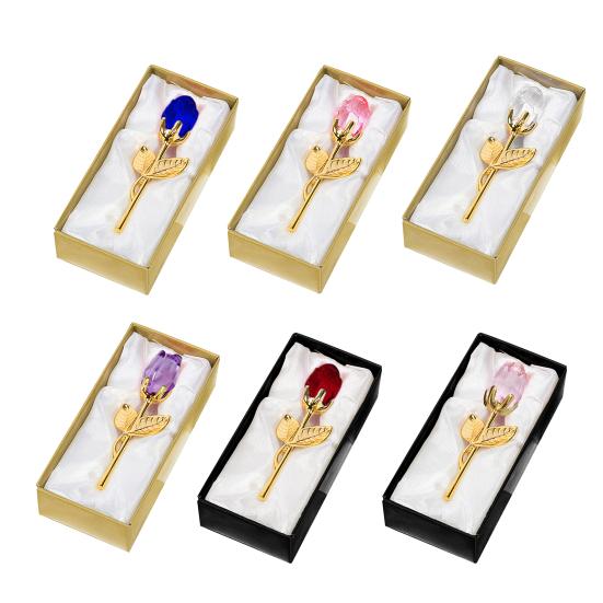 Прозрачная роза в подарочной коробке Художественная цветочная скульптура на День святого Валентина Элегантный декор для дома и офиса и романтический подарок