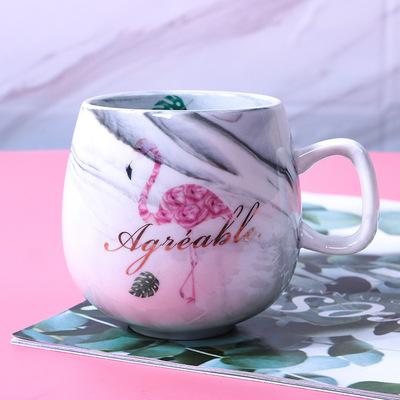 Новая керамическая кружка с рисунком фламинго и мрамора для пары, кружка для церемонии открытия, одиночная кружка, кружка для студента