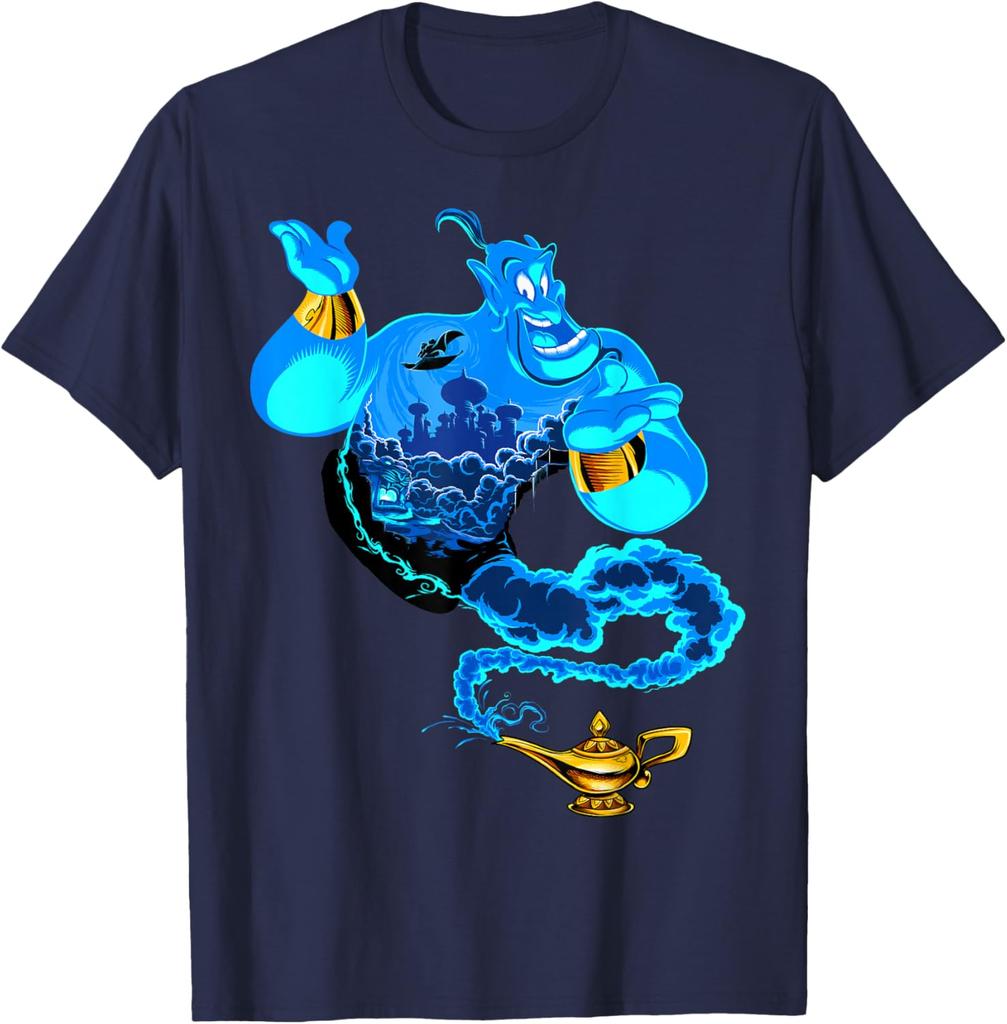 Hot Fashion Disney Aladdin Genie Portrait Agrabah Fill T-Shirt S-4XL Four Seasons Gift