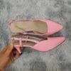 Daily All-match Sandal Shoes Pointed Toes High Heels New 5cm Low Casual Back Empty Buckle Large Size Pumps Red Wedding Shoes