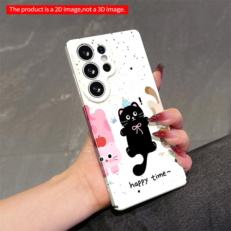 2DFlat Samsung phone case Cute Cats Happy Time Phone Case Applicable to Galaxy S22 S23 S24 S25ULTRA S26 A12 A13 A14 A15 A16