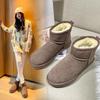 2025 Women's Non-Slip Cowhide Snow Boots, Plush-Lined, Warm Winter Classics, Short Tube Design