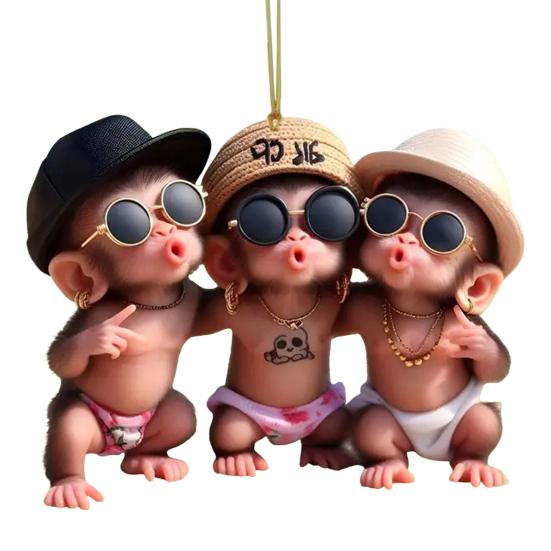 Подвеска для автомобиля Мультяшная надутая обезьянка Шарм Акриловая подвеска Легкая 2D Рюкзак Автоаксессуар Автомобиль