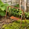 Rusty Red Dollhouse Fence Metal Miniature Decorative Figurine Fairy Garden Swing  Miniature Scene