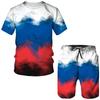 Летний комплект с короткими рукавами и 3d принтом флага Испании для мужчин, красочная забавная уличная одежда, спортивный костюм из двух предметов, свободная уличная одежда в стиле хип-хоп