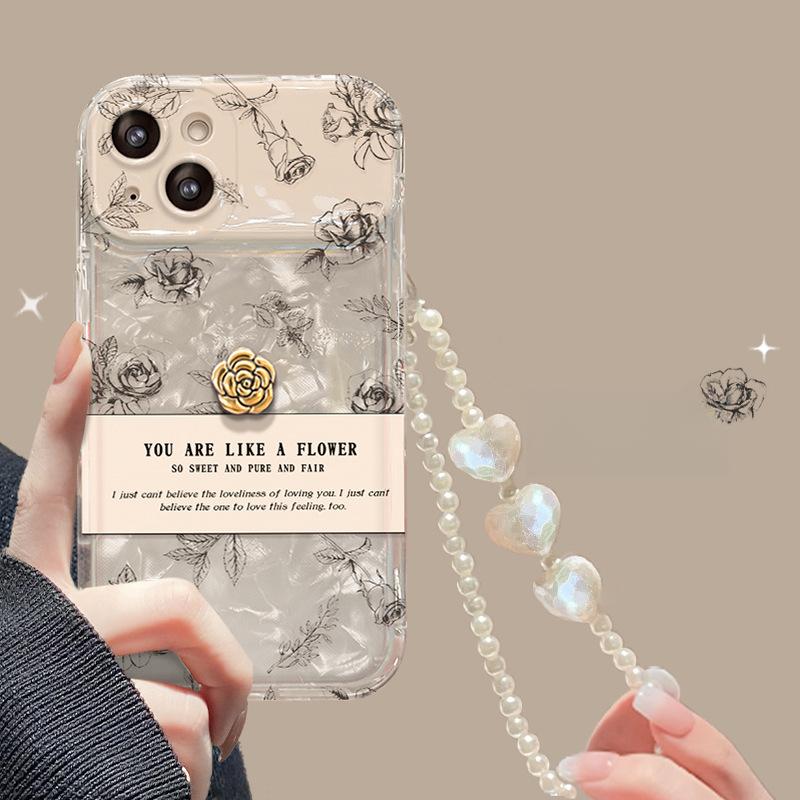 Подходит для Apple 15 Чехол для мобильного телефона iPhone 14 Promax Line Rose Doll Chain 13/12 Flip Mirror 8
