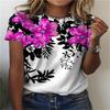 Summer Round Neck Flower Pattern 3D Print Top Fashionable Casual Short Sleeved Women's T-shirts