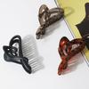 Women Hair Claw Heart Shape Grip Clip Anti-slip Teeth Back Head Hair Clip Transparent Leopard Pattern Large Shark Hair Claw Hair Accessories