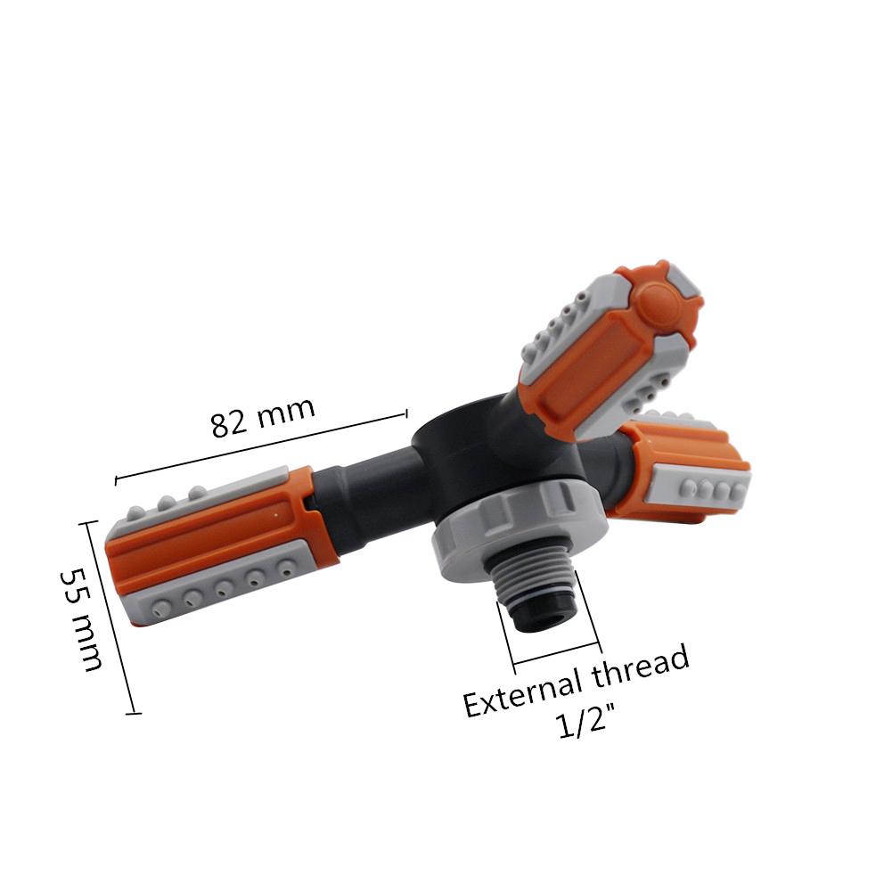 Adjustable 1/2" External Thread 3-Arm Rotating Sprinkler Nozzle Garden Agriculture Grass Lawn Watering Irrigation Sprinkler 1 Pc