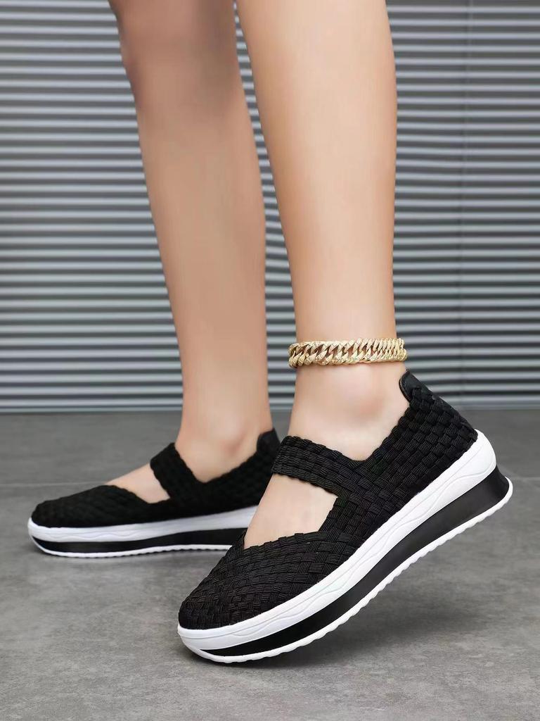 Большие легкие плетеные босоножки на танкетке с открытым носком для женщин