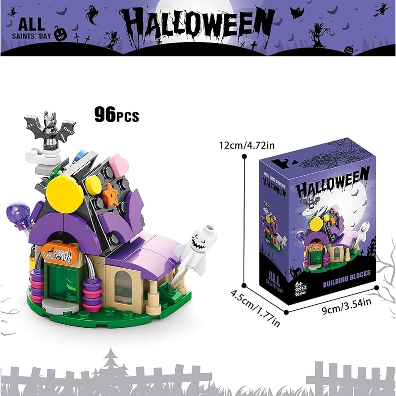 YZYVIOW Halloween Assembly Blocks Set Pumpkin Ghost Witch Fully Compatible with Mainstream Brand Blocks Halloween Presents Girl Boy for Children Toys