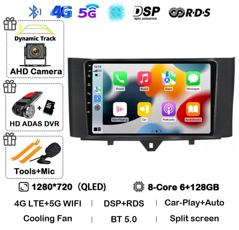 Android 14 Carplay автомобильное радио для Mercedes Benz Smart Fortwo 2006 -2011 2012 2013 2014 2015 мультимедийный видеоплеер GPS стерео 4G