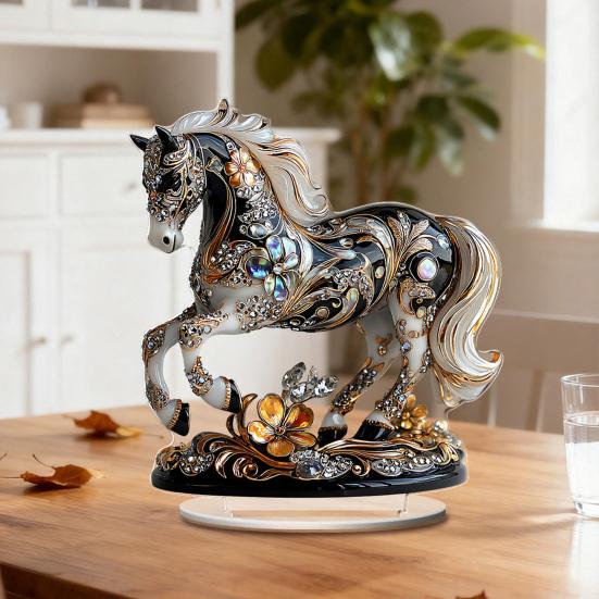 Acrylic Horse Ornament 2D Flat Horse Tabletop Decoration Collectible Colorful Horse Centerpiece for Year of The Horse New Year Living Room Decor