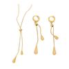 Water Drop Jewelry Adjustable Y Shape Slider Chain Necklace Golden Hoop Earrings