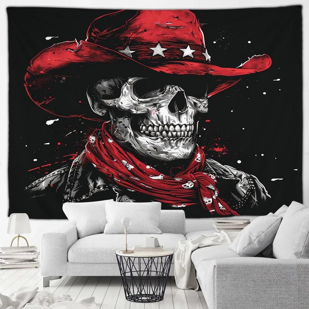 Красный гобелен с черепом и розой, принт с черепом и кровью, декоративный гобелен на Хэллоуин для дома, гостиной, комнаты, декоративная настенная подвеска