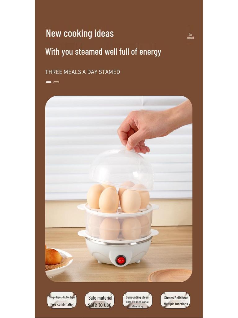 Stainless Steel Multifunctional Egg Cooker with Automatic Power-Off