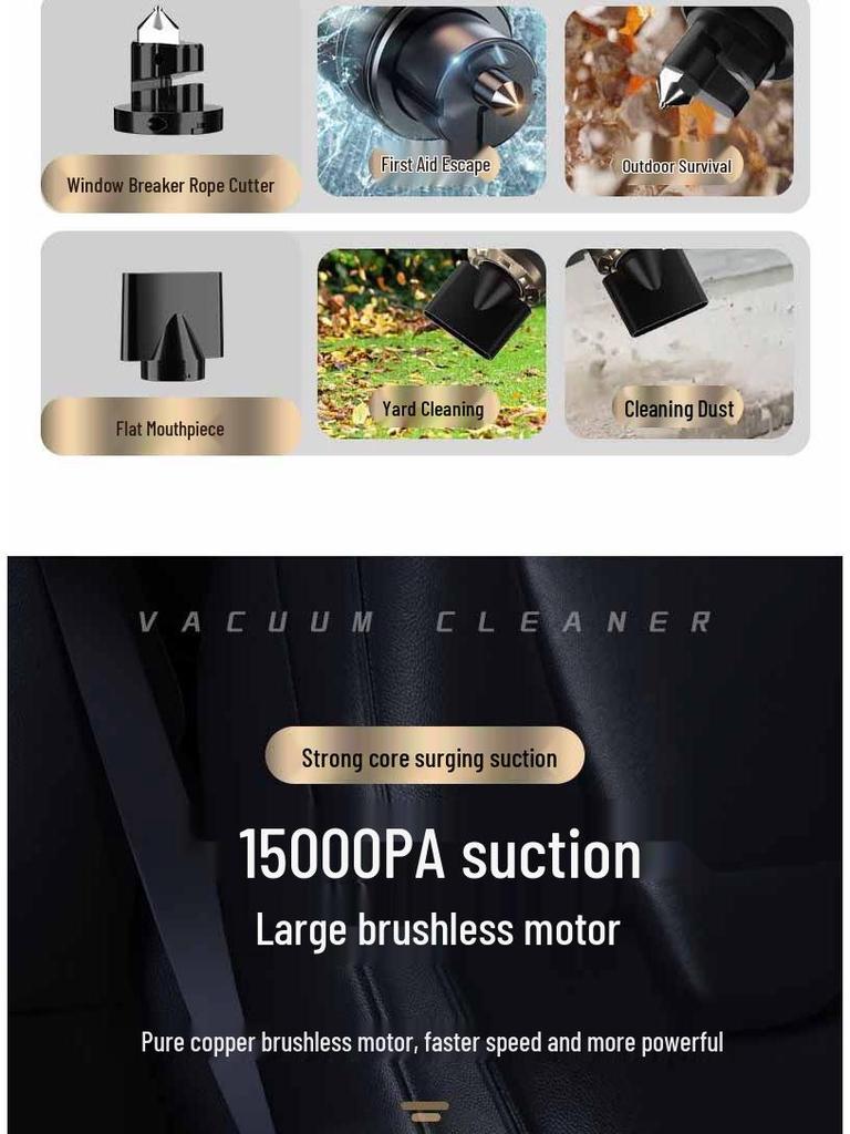Мощный беспроводной ручной автомобильный пылесос – Сильное всасывание, Перезаряжаемый, для использования в салоне автомобиля и дома