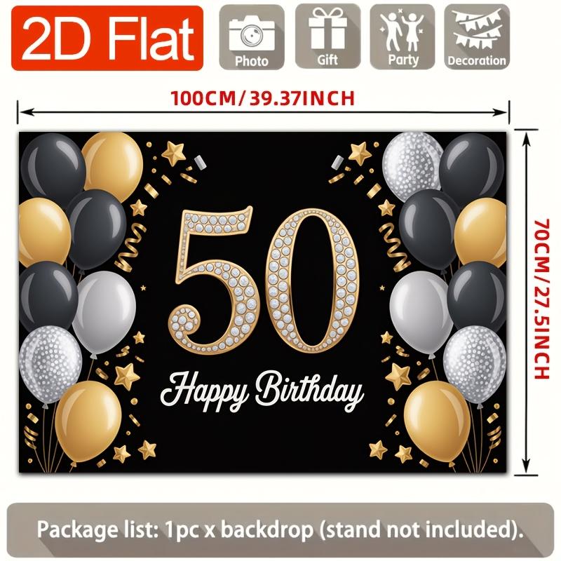 Birthday Party Backdrop Gold Black Polyester Banner Photo Booth Decoration 49