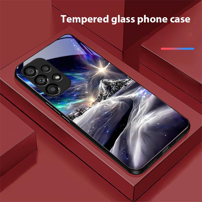 Цветная Аврора для Samsung Galaxy S 8 9 10 20 Plus 21 FE 22 23 24 Ultra S7 Edge Черный Чехол для телефона из закаленного стекла Жесткий чехол
