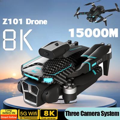 Новый Z101 Drone 8K ESC HD Тройная камера WIFI FPV Бесщеточный двигатель Избегание препятствий Оптический поток Складной квадрокоптер Игрушечный Дрон Подарок детям