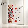 Santa Hat Cat Sticker Christmas Door Sticker, Cute Kittens Wall Decal, Self Adhesive Kitten Decals Waterproof PVC for Bedroom Bathroom Home