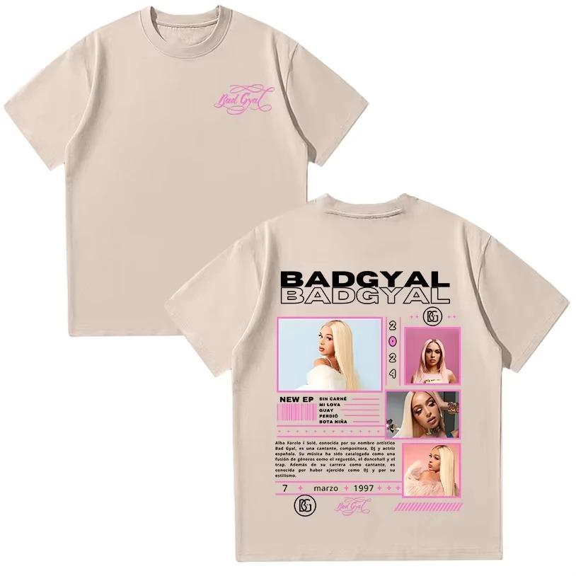 2026 Bad Gyal Футболки Рэпер Bad Gyal Женская футболка Хлопок Высокого Качества Женская одежда Поп Мужские футболки Повседневная Y2K Уличная одежда