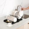 Foldable Dish Drying Rack With Drip Tray Adjustable Kitchen Plates Bowl Drying Rack Countertop Chopstick Fork Storage Shelf