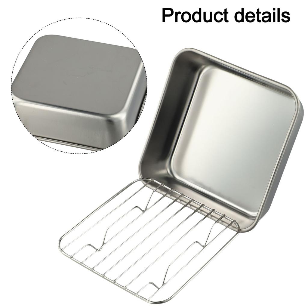 Stainless Steel BakingPan Roast Turkey Tray With Cooling Rack Kitchen BBQ Cake