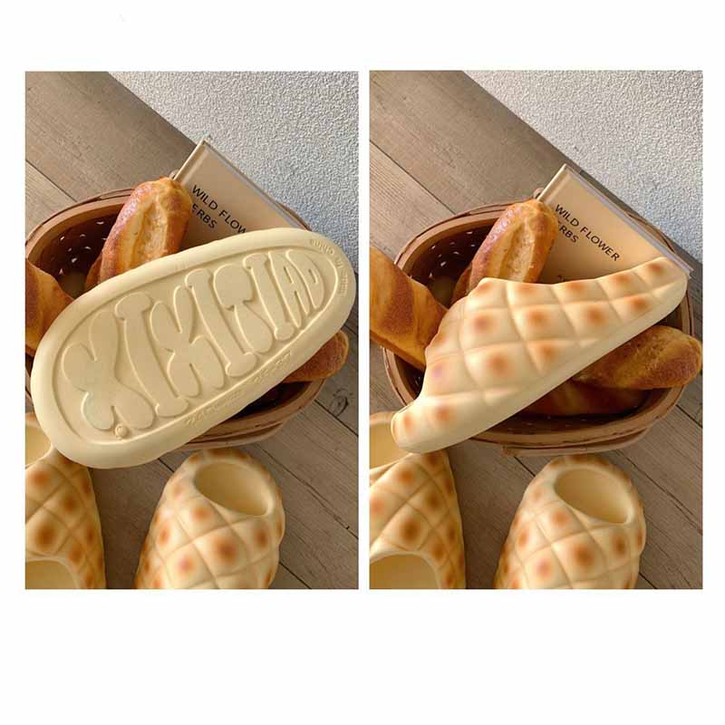 Creative Pineapple Bread Slippers Women's Summer Feet Feeling Soft Thick Sole Anti Slip Home Cool Slippers Ins