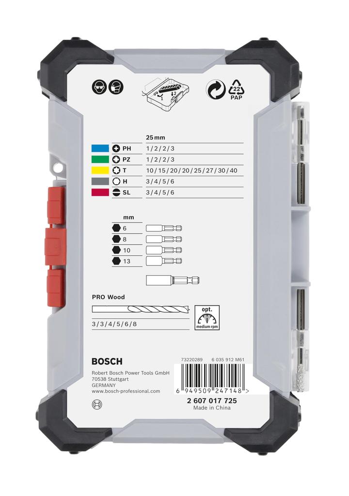 BOSCH набор сверл по дереву с битами-насадками, 35 шт. &