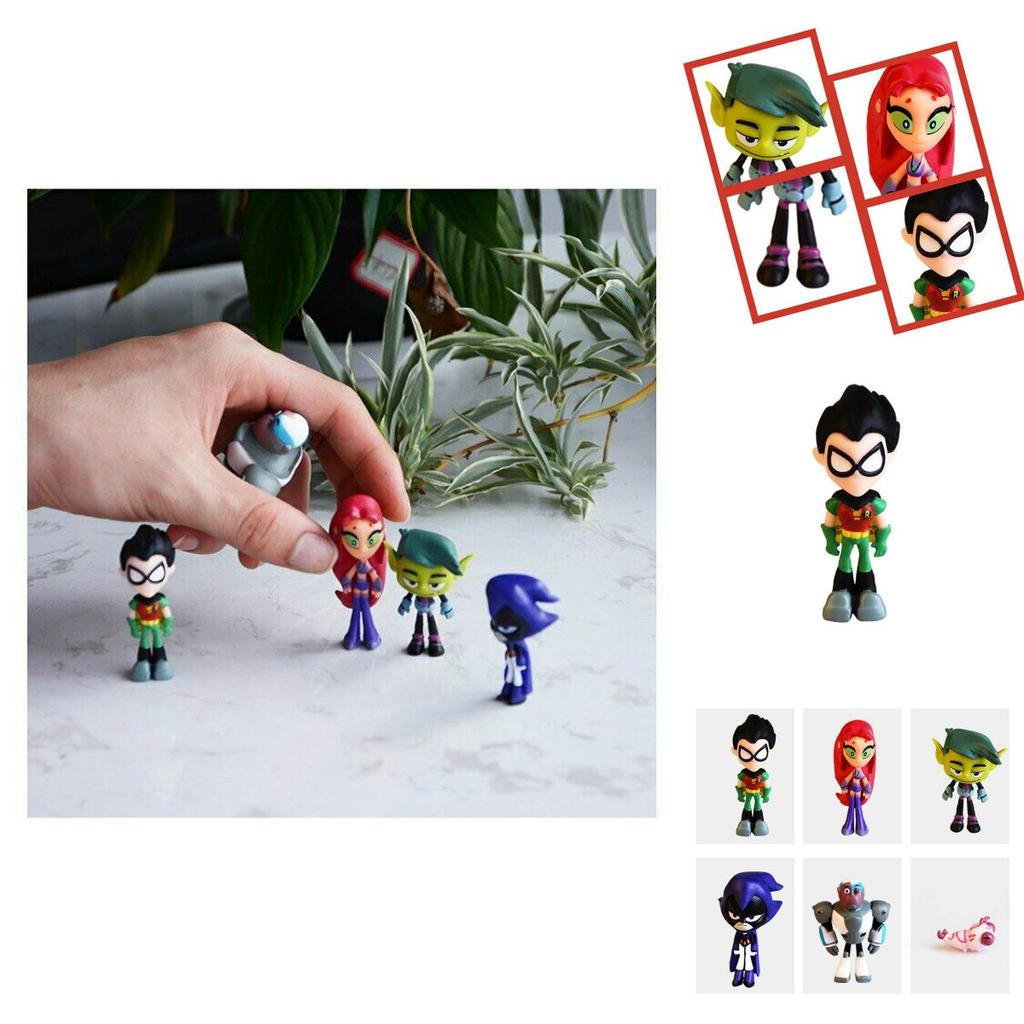 Красочный миниатюрный набор Юных Титанов Вперед с персонажами Робин, Рэйвен, Бистбой, Старфайер
