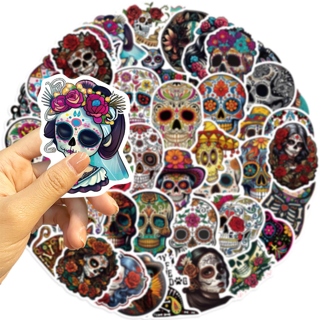 50 Photos of Mexico Day of The Dead Skeleton Graffiti Stickers Decorate Guitar Laptop Suitcase DIY Waterproof