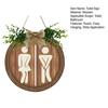 Yousheng Wooden Toilet Sign Artificial Green Leaves Wall Decor Bathroom Sign Gender Tags Rustic Bathroom Sign with Lanyard for Home Cafe Restaurant